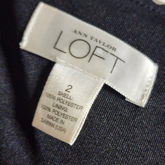 Ann Taylor Loft Dress Womens Size 2 Black Purple White Dots Sleeveless V Neck - Picture 6 of 8